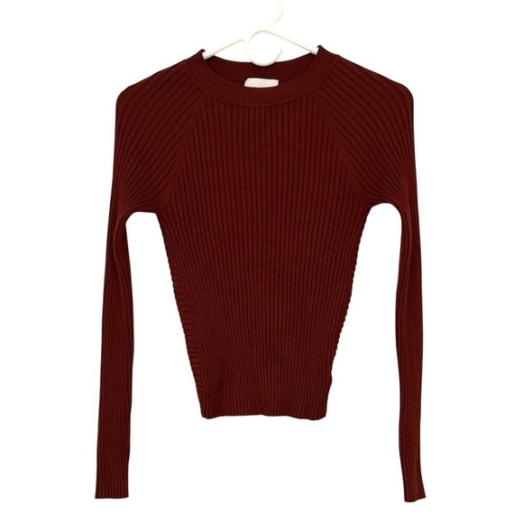 Pink Rose Sweaters - Pink Rose Ribbed Knit Open Back Twist‎ Sweater Rust Burgundy Size Small